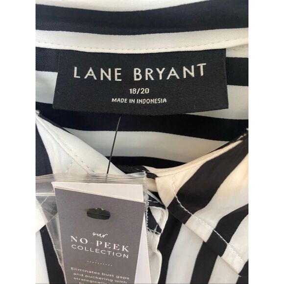 NWT Lane Bryant B/W Striped Long Sleeve Button Down Shirt Sz18/20 - Picture 4 of 7
